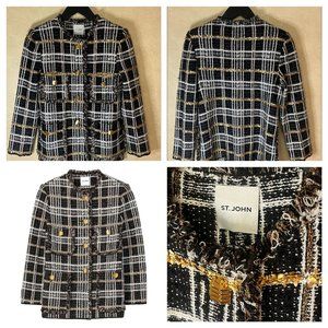 NEW St. John Plaid Metallic Tweed Jacket - Women’s Size 2 - NWT